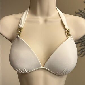 Truworths Chic Cream Halter Bra with Gold Accents
Size 34